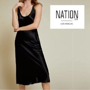 NWT Nation LTD Los Angeles - Samantha Bias Cut Black Tank Midi Slip Dress Small